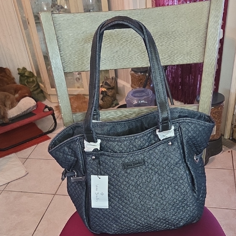 Vera Bradley Quilted Tote in Denim Blue